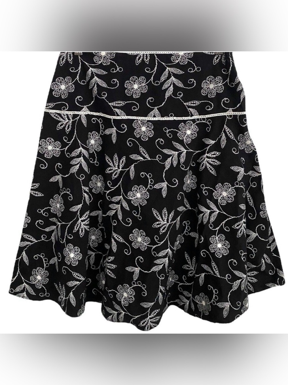 Vintage LAPIS Y2K Skirt S Black & White Cotton Print A Line Fairy Whimsigoth